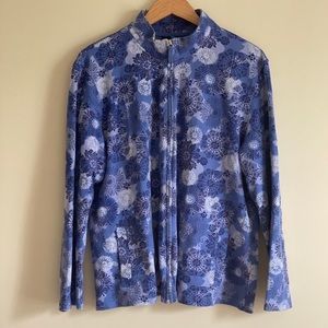 KAREN SCOTT SPORT FLORAL ZIP UP JACKET